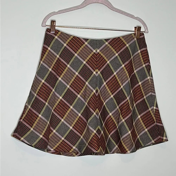 New Samsoe Samsoe Kora Plaid Flared Mini Skirt Size Large - Picture 2 of 11